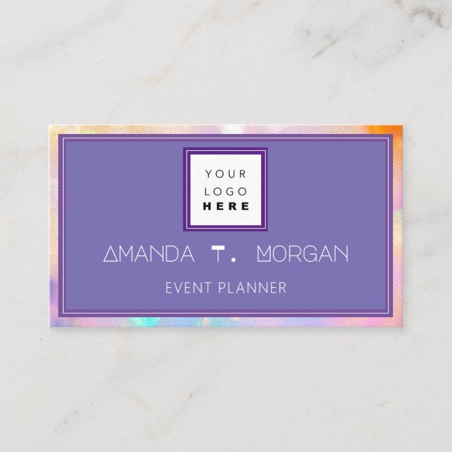 Hairdresser Makeup Artist Beauty Holographic Logo Business Card (Front)