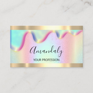 Hairdresser Makeup Artist Lash Logo Holographic Business Card