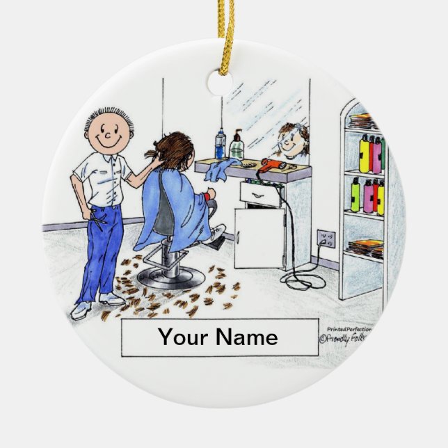 Hairdresser - Male Ceramic Ornament (Front)