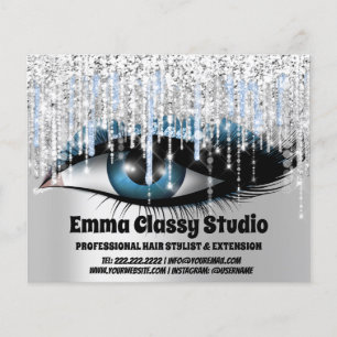 Hairdresser Nail Lashes Silver Grey Glitter Drips Flyer