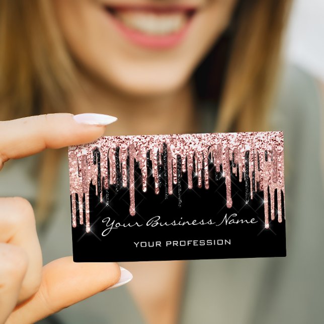 Hairdresser Nails Makeup Eyelash Rose Black Business Card (Hairdresser Nails Makeup Eyelash Rose Black Business Card)