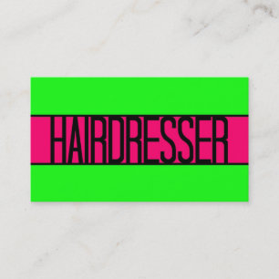 Hairdresser Neon Green and Hot Pink Business Card