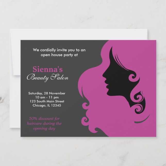 Hairdresser (Plum) Invitation (Front)