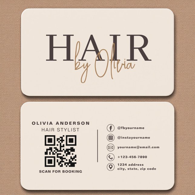 Hairdresser & Salon Professional Neutral Beige Business Card (Creator Uploaded)