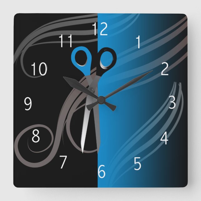 Hairdresser Scissor Concept Round Clock (Front)