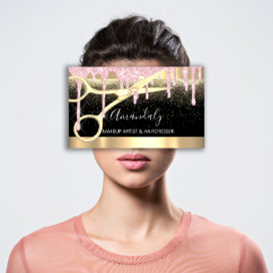 Hairdresser Scissors Coiffeur Confetti Pink Gold Business Card
