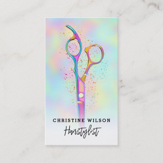 •hairdresser scissors logo pastel colours business card (Front)
