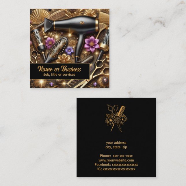 Hairdresser Square Business Card (Front/Back)
