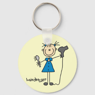 Hairdresser Stick Figure Key Ring
