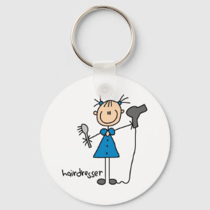 Hairdresser Stick Figure Key Ring