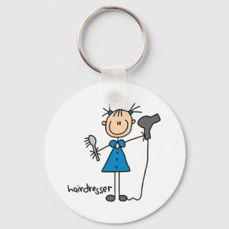 Hairdresser Stick Figure Key Ring