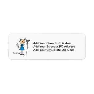 Hairdresser Stick Figure Return Address Label
