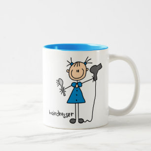 Hairdresser Stick Figure Two-Tone Coffee Mug