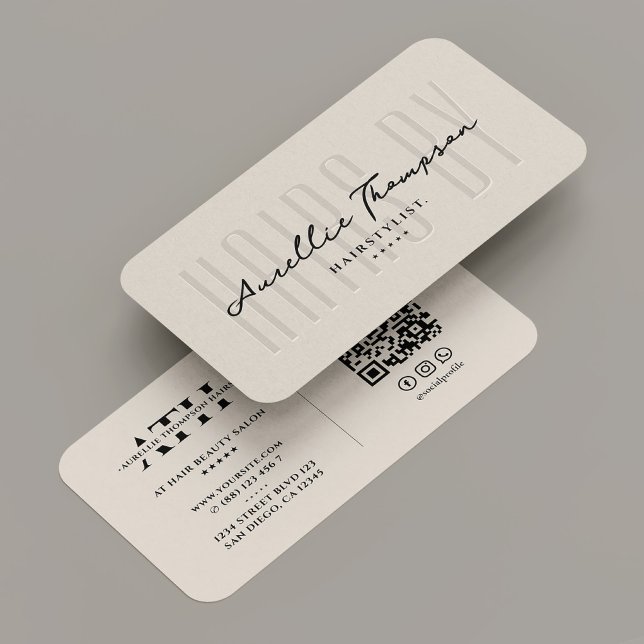 Hairdresser Stylist Elegant Sand Beige Modern Business Card (Hairdresser Stylist Elegant Sand Beige Modern Business Card
)
