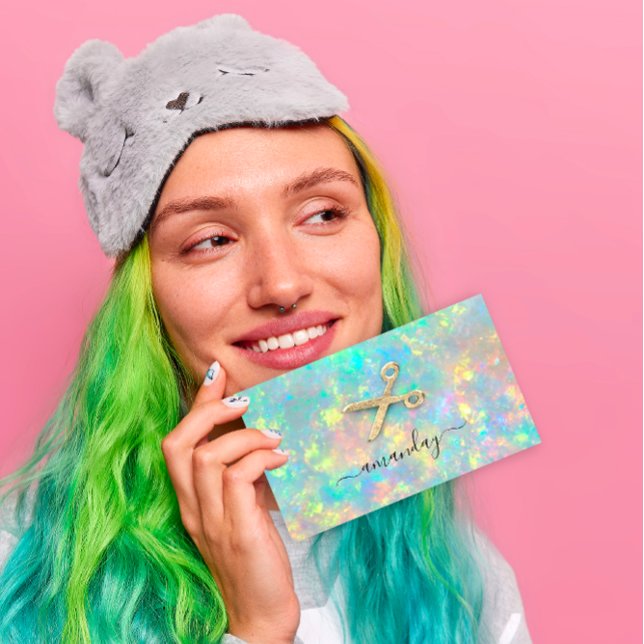 Hairdresser Stylist Golden Scissors  Holograph Business Card (Hairdresser Stylist Golden Scissors Holograph Business Card)