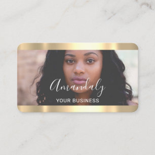 Hairdresser Stylist Photo Gold Frame QrCode Logo Business Card