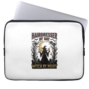 Hairdresser Witch Halloween Stylist by Day Design_ Laptop Sleeve