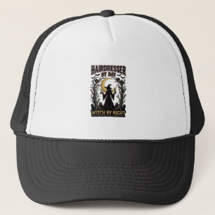 Hairdresser Witch Halloween Stylist by Day Design_ Trucker Hat