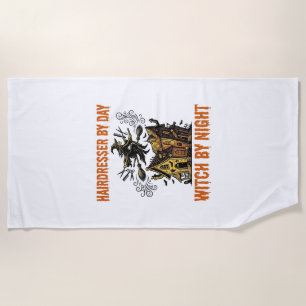 Hairdresser Witch Halloween Vintage Salon Shirt_1 Beach Towel