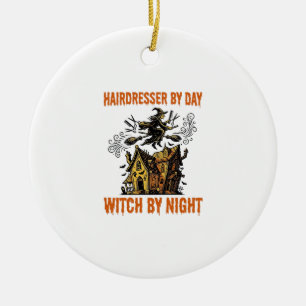 Hairdresser Witch Halloween Vintage Salon Shirt_1 Ceramic Ornament