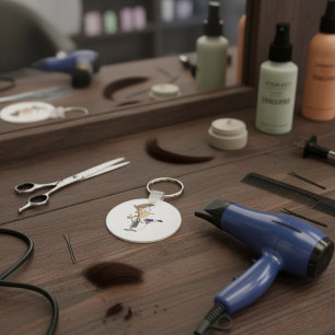Hairdresser With Scissors Key Ring