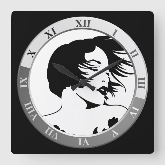 Hairdressers-beauty salon square wall clock (Front)