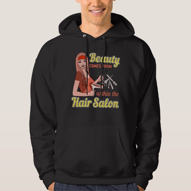 Hairdressers Design Hair Dryer Scissors Hoodie (Front)