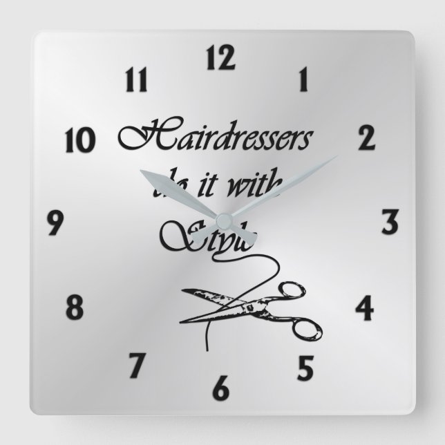 Hairdressers  Twelve Numbers Square Wall Clock (Front)