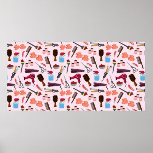 hairdressing KIT seamless pattern Poster