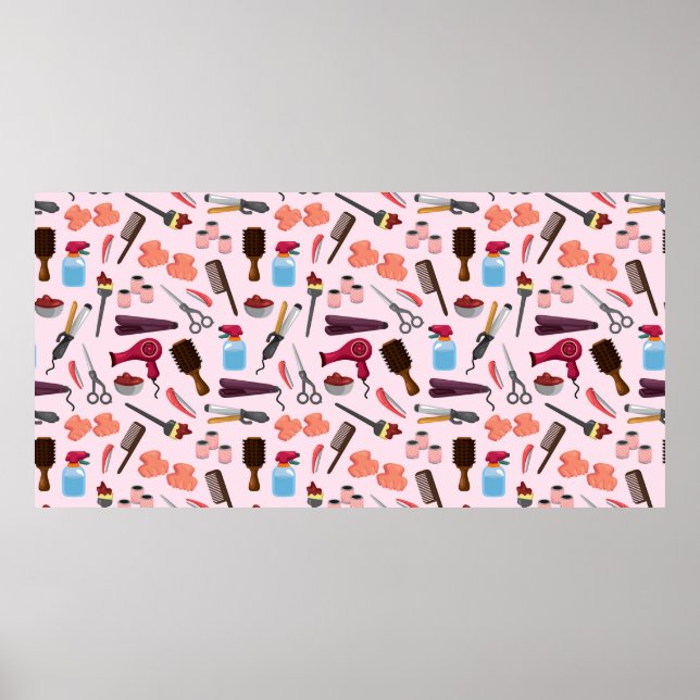 hairdressing KIT seamless pattern Poster (Front)