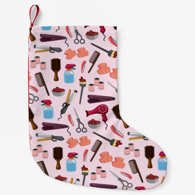 hairdressing KIT seamless pattern Small Christmas Stocking (Front)
