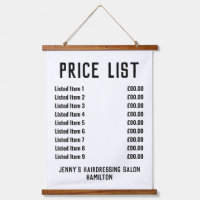 Hairdressing Salon Price List