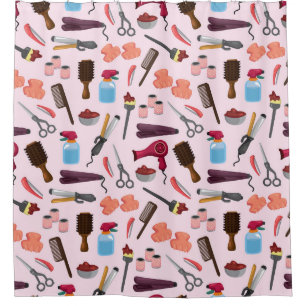 Hairdressing Tools, Seamless Stylish Pattern. Shower Curtain