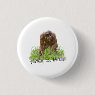 Hairless Chimp Tough As Steel 3 Cm Round Badge