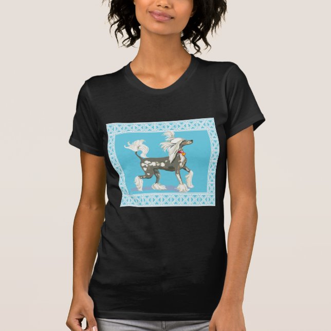 Hairless Chinese Crested Dog Prancing T-Shirt (Front)