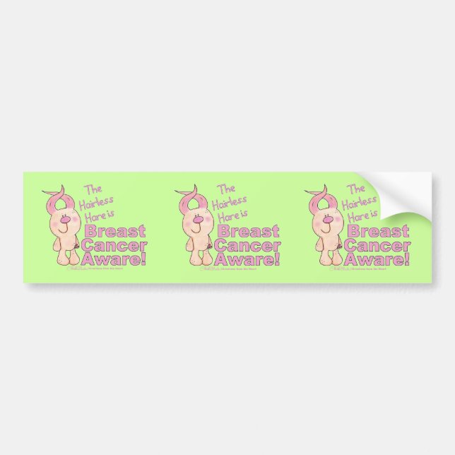 Hairless Hare is Breast Cancer Aware Bumper Sticker (Front)