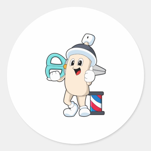 Hairspray as Hairdresser with Scissors Classic Round Sticker (Front)