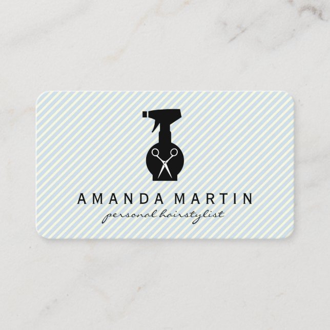 Hairspray Bottle Shears Stripes Business Card (Front)