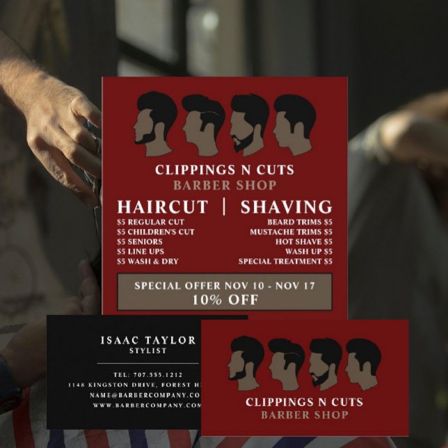 Hairstyles, Men's Barbers Business Card (Creator Uploaded)