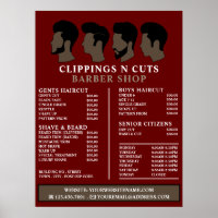 Hairstyles, Men's Barbers Price List
