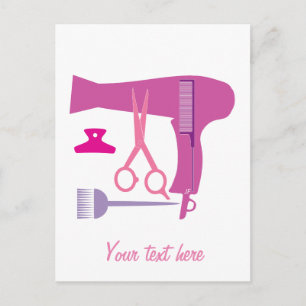 Hairstyles tools postcard