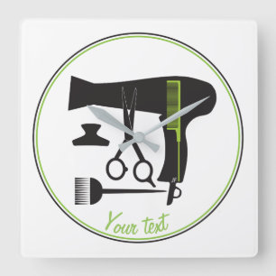 Hairstyles tools square wall clock