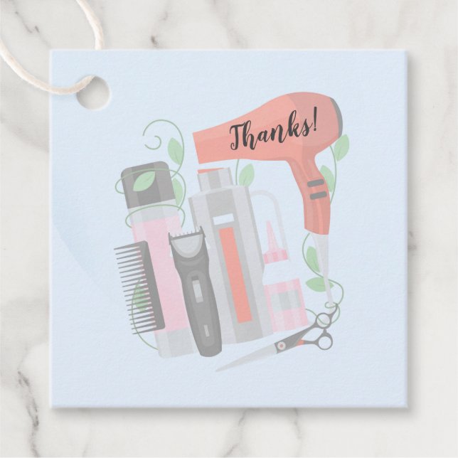 Hairstyling Tools Design Favour Card Tags (Front)