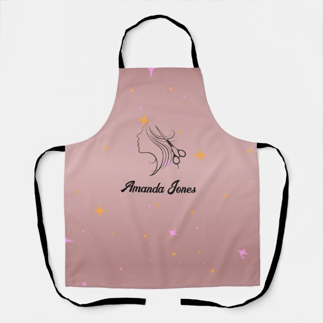 Hairstylist Apron Rose Gold Beauty Salon Name (Front)