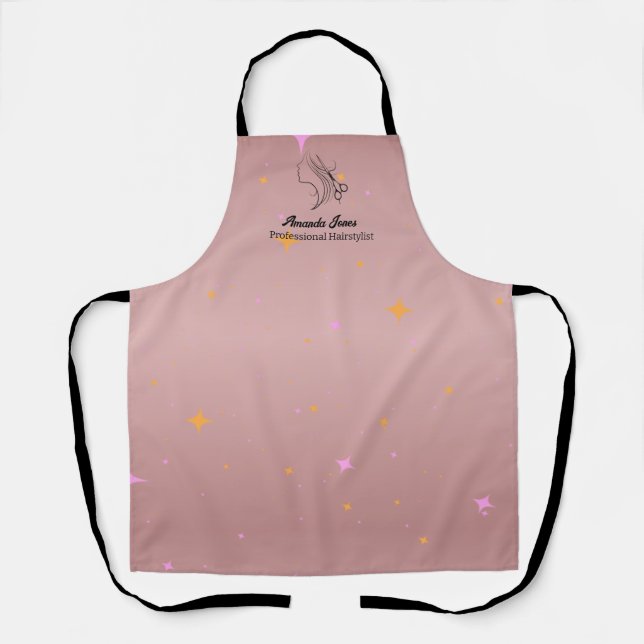Hairstylist Apron Rose Gold Beauty Salon Name (Front)