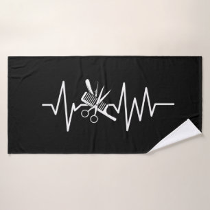 Hairstylist - Barber Scissors Comb Heartbeat Bath  Towel