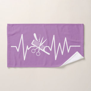 Hairstylist - Barber Scissors Comb Heartbeat Hand  Towel