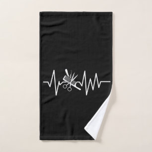 Hairstylist - Barber Scissors Comb Heartbeat Hand Towel