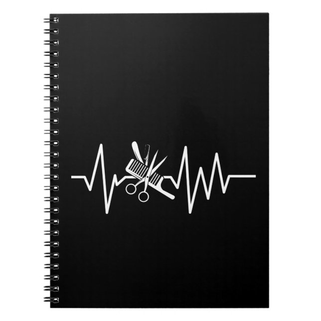 Hairstylist - Barber Scissors Comb Heartbeat Notebook (Front)