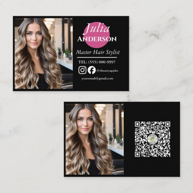 Hairstylist Business Card:photo small business Business Card (Front/Back)